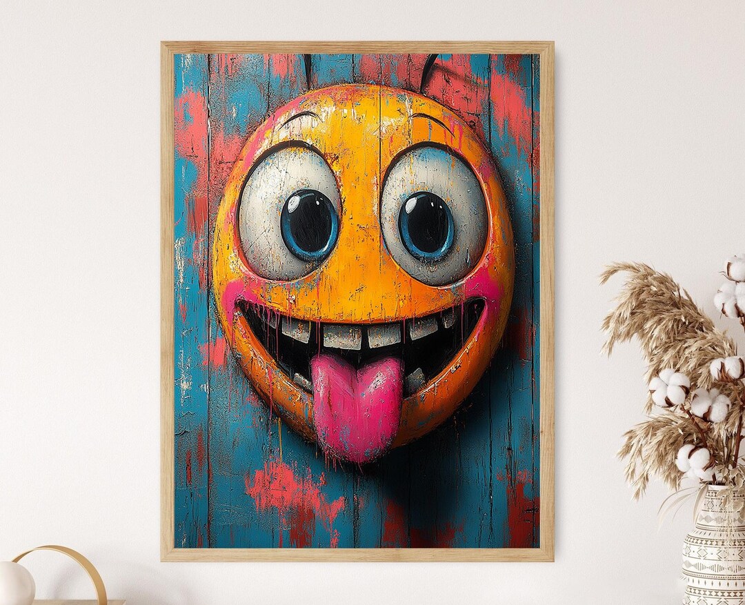 Abstract Smiley Face Art Print: Colorful Pop Expression - Etsy