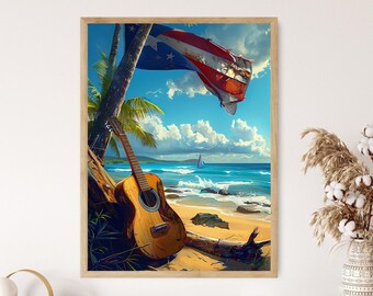 Puerto Rican Flag Art Print: Vibrant Patriotic Wall Decor