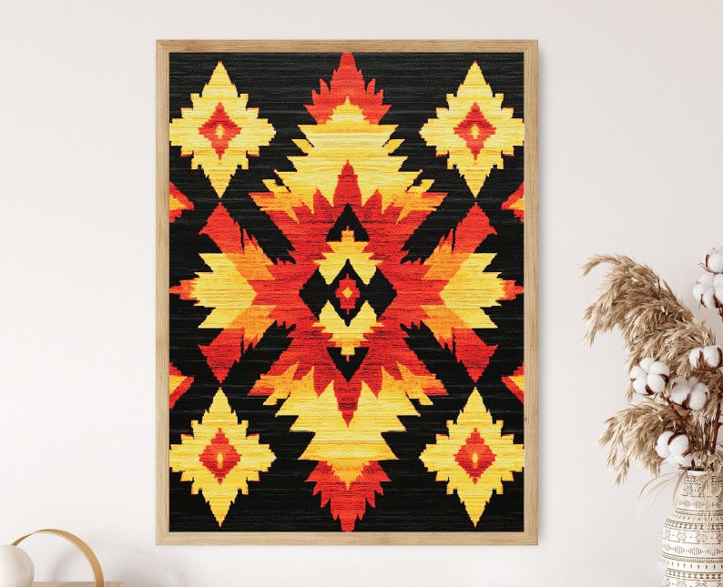 Apache Folklore Motif Art Print, Native American Tribal Pattern - Etsy
