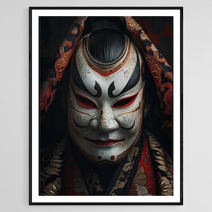 Ingewikkeld kabuki-masker, cultureel designschilderij