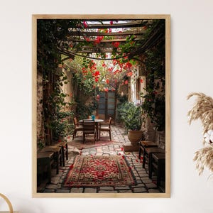 Impressão de jardim tradicional curdo - decoração de parede vibrante feita à mão