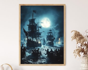 Boston Tea Party, Sons of Liberty Action Scene, Revolutionary History Art Print