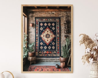Sindhi Ajrak Tapestry Art Print: Traditional Pakistani Block Print