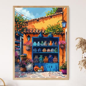 Nicaragua Souvenir Shop Art Print, Vibrant Village Wall Decor