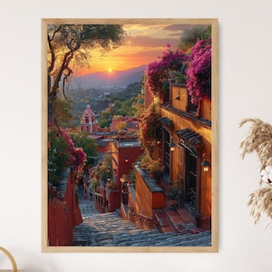 Mexicaanse plattelandsafdruk - San Miguel de Allende-zonsondergangposter