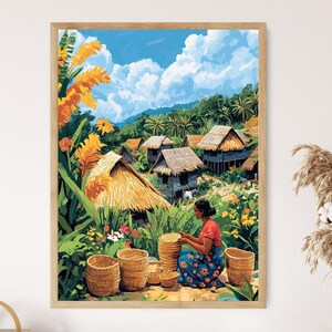 Raffia Korbflechten in Madagaskar, Kulturelle Kulturerbe Kunst, Handwerksszene Druck