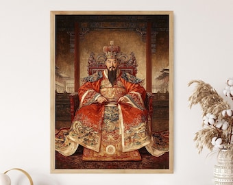 孔子の肖像画アートプリント、古代中国の哲学者、伝統的な学者の壁装飾