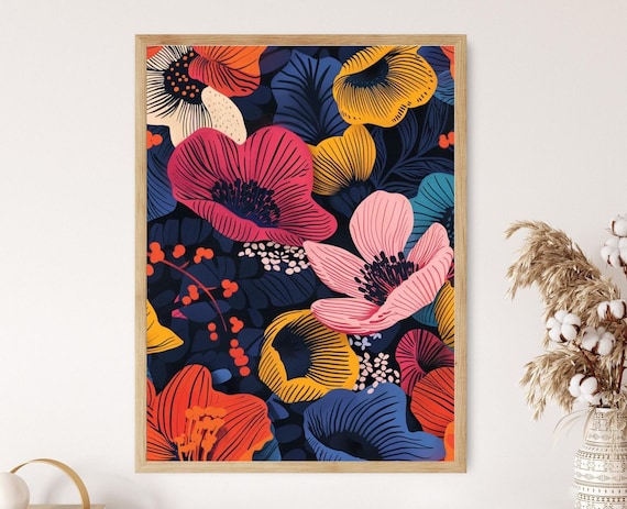 Nordic Floral Art Print: Finnish Design, Scandinavian Home Decor