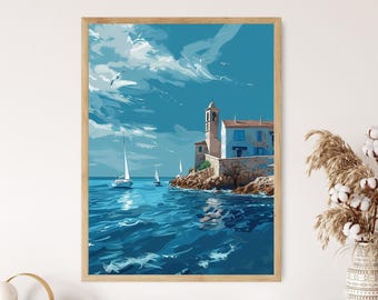 Saint Tropez Poster: Französische Riviera Küstenwandkunst