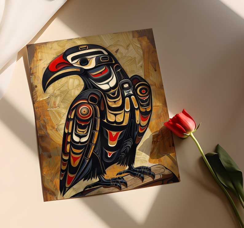 Haida Raven Totem Print: Indigenous Pacific Northwest Art - Etsy