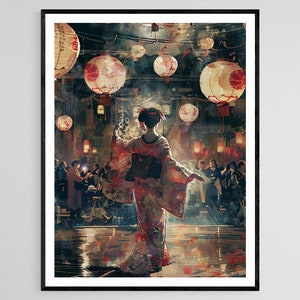 Japanese Geisha Art Print, Traditional Handcrafted Art, Elegant Wall Décor, Unique Gift for Art Enthusiasts