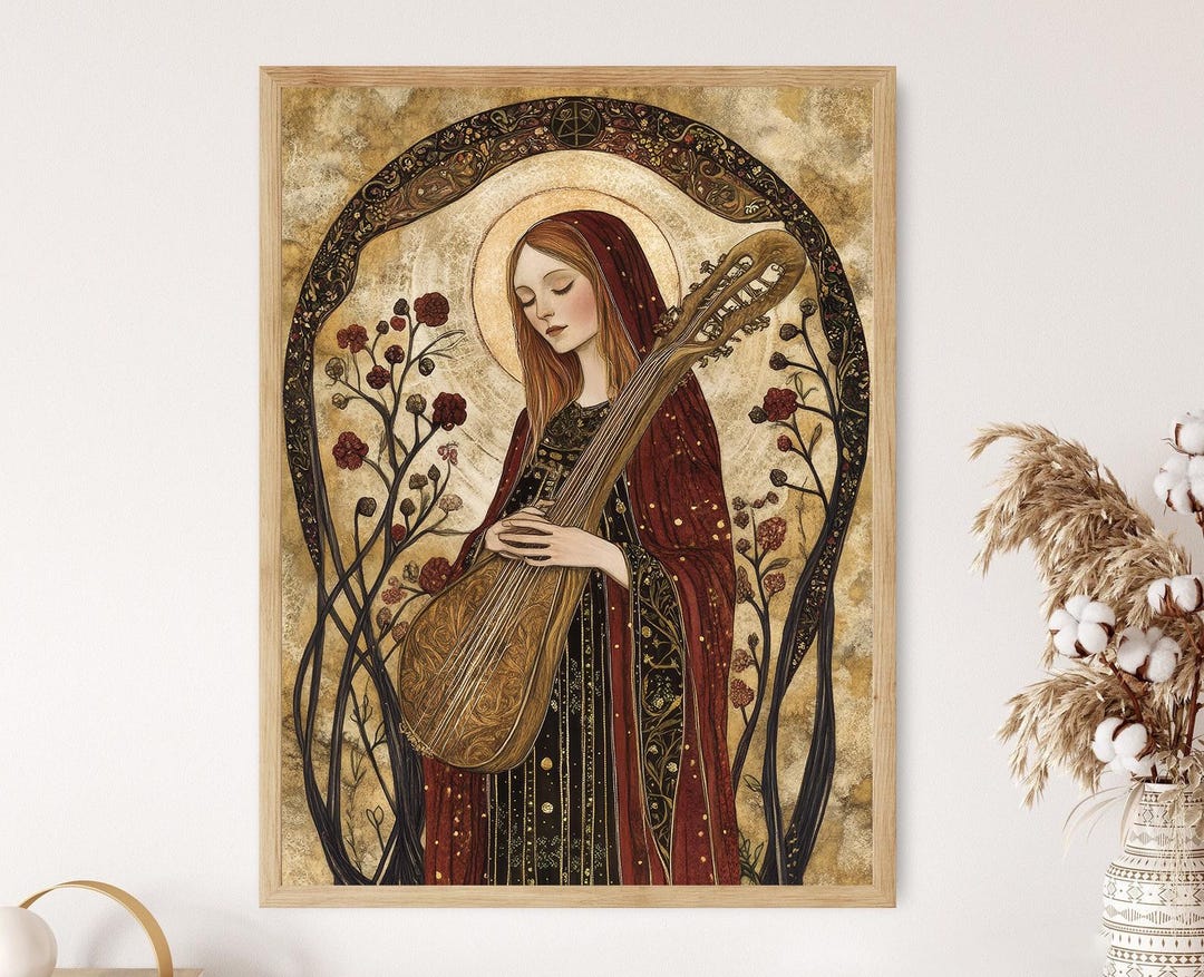 Hildegard of Bingen Wall Art, Mystical Saint With Floral Motifs ...
