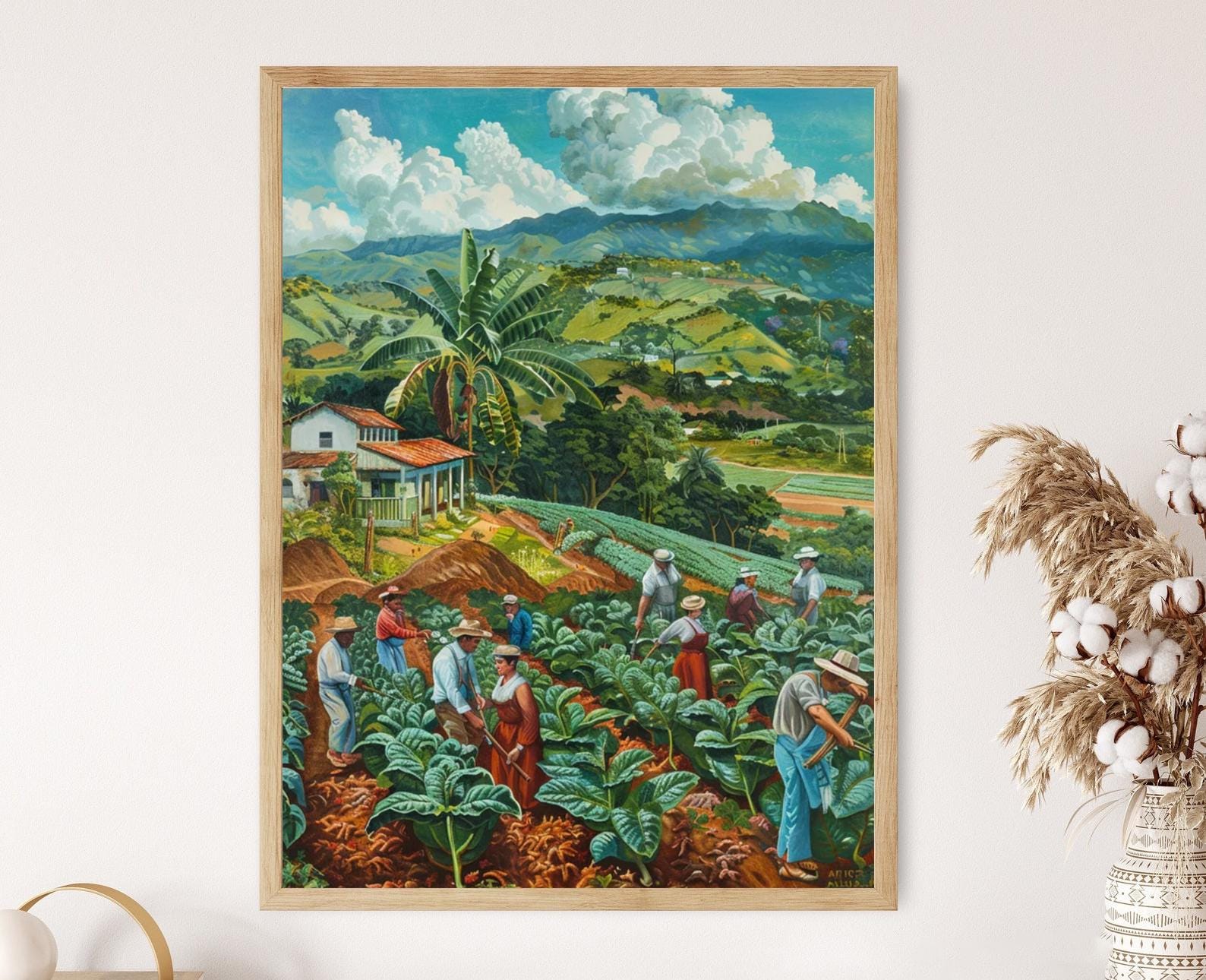 tobacco field painting Farmers Working in Tobacco Field Painting, Stunning Giclee Artwork for  Office Decor, Ideal Gift for Him
