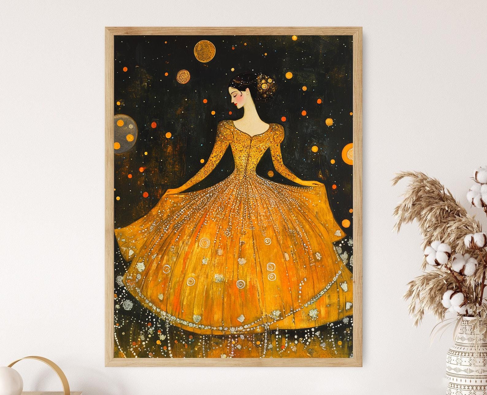 Klimt Inspired Portrait Art Print, Woman in Gold Dress, Art Nouveau Fashion  - Etsy