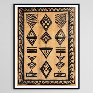 Fijian Tapa Pattern Art Print, Traditional Motif Decor