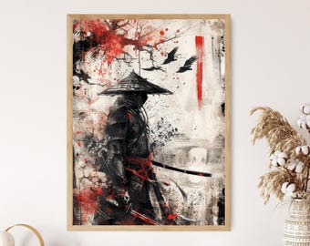 Impresión de Shogun: arte japonés artesanal, decoración de pared samurái para el hogar, regalo único para amantes del arte.