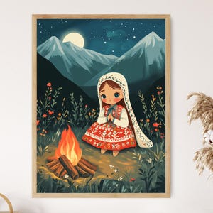 Yörük Tradition Doll Art Print, Turkish Embroidered Dress