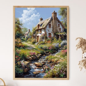 Idyllic Adare Thatched Cottages, Medieval Irish Village Artwork