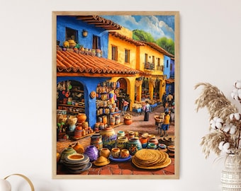 Anton Pieck. Framed Print: Vintage Dutch Market Scene Illustration