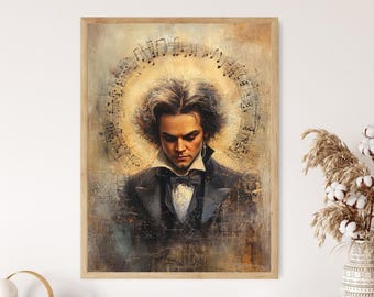 ルートヴィヒ・ヴァン・ベートーヴェンの肖像画アートプリント、時代を