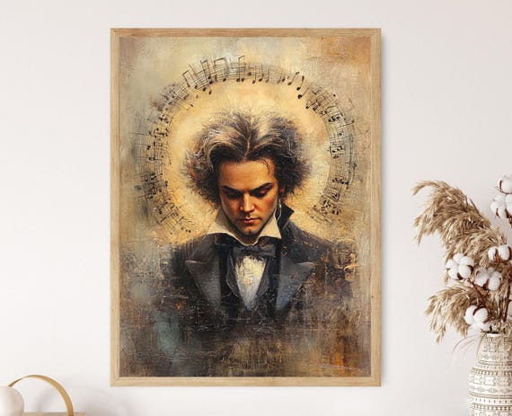 ルートヴィヒ・ヴァン・ベートーヴェンの肖像画アートプリント、時代を