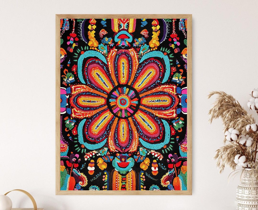 Choctaw Beadwork Art Print, Native American Designs, Bright Colors,  Traditional Ceremonial Pattern