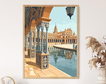 絵画 セリビヤの街並み スペインのセビリアの絵地図 – ランドマーク