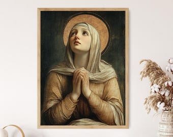 Saint Catherine of Siena in Prayer, Medieval Catholic Saint, Sacred Christian Art Print