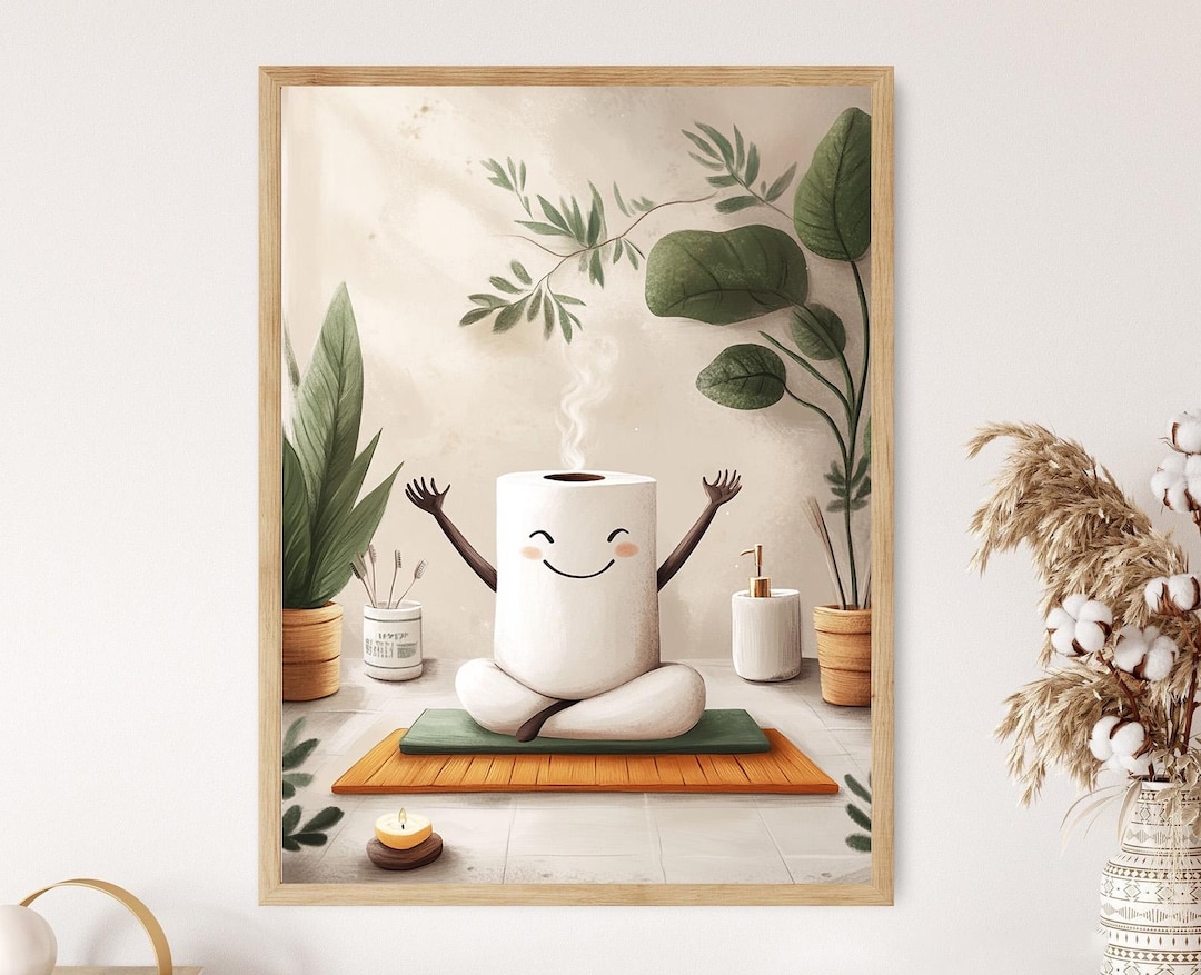 Funny Toilet Paper Print: Bathroom Yoga Humor Illustration - Etsy