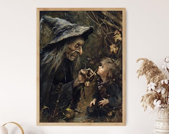 Baba Yaga Art Print: Mystic Slavic Folklore Witch Portrait