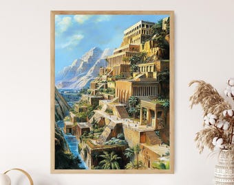 Hängende Gärten von Babylon Kunstdruck, Üppiges Grün und Wunder der Antike