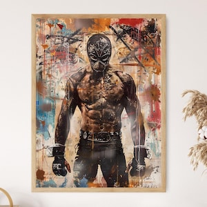 Authentisches Lucha Libre Poster, Retro Mexikanische Wrestling Dekoration, Mutige Grafik für Sportraum, Geschenkidee für Sammler