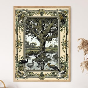 Mystischer Garten Eden Kunstdruck, Vintage Style Kartenposter, Intuitiver Leseraumakzent, Tarotist Geburtstagsgeschenk