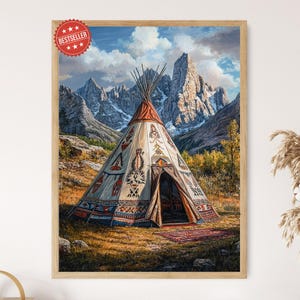 Blackfoot Tipi Art Print, Native American, Tribal Wall Art