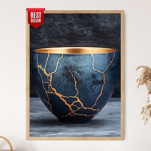 Kintsugi Poster Art Print: Golden Pottery Repair, Japanese Cultural Decor