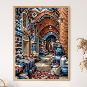 Neyshabur Turquoise Bazaar, Khorasan Market, Illustration Print