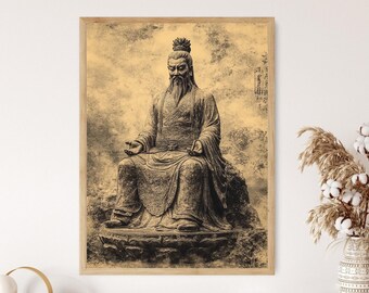 Fuxi God Art Print: Chinese Civilization Deity, Yin-Yang Symbol, Celestial Order