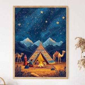 Afghan Nomaden Szene Kunstdruck, Traditionelles Erbe Dekor Poster