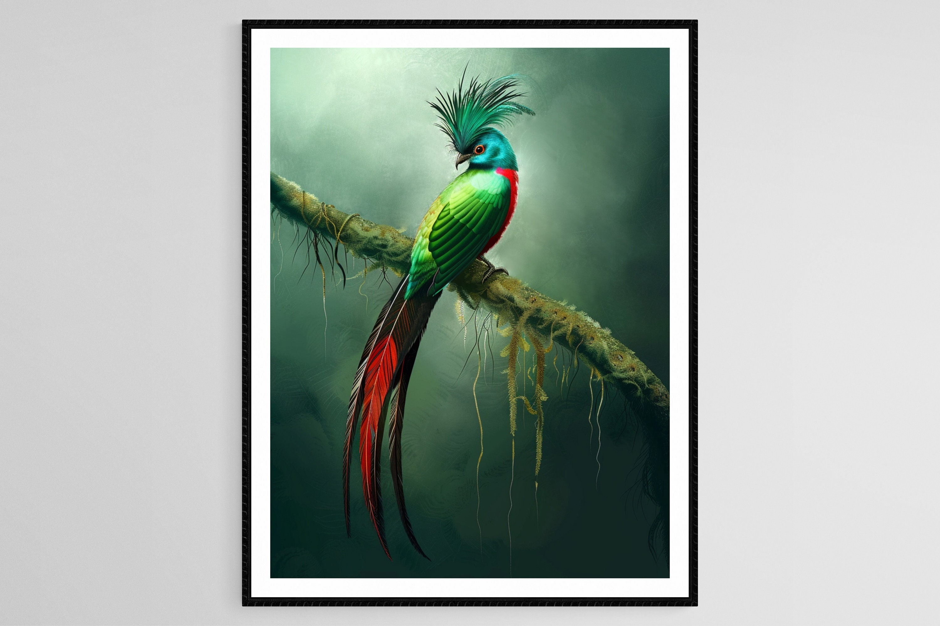 優雅なケツァール鳥、緑豊かな熱帯の生息地のアートプリント - Etsy 日本