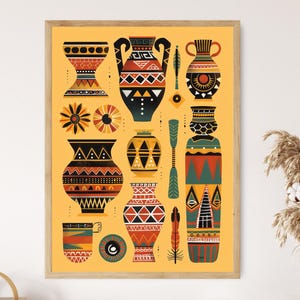 Zulu Pottery Art Print, Traditional African Ceramics and Designs