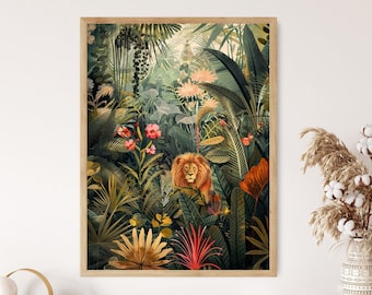 Henri Rousseau, Exotic African Landscape Art Print, Jungle Home