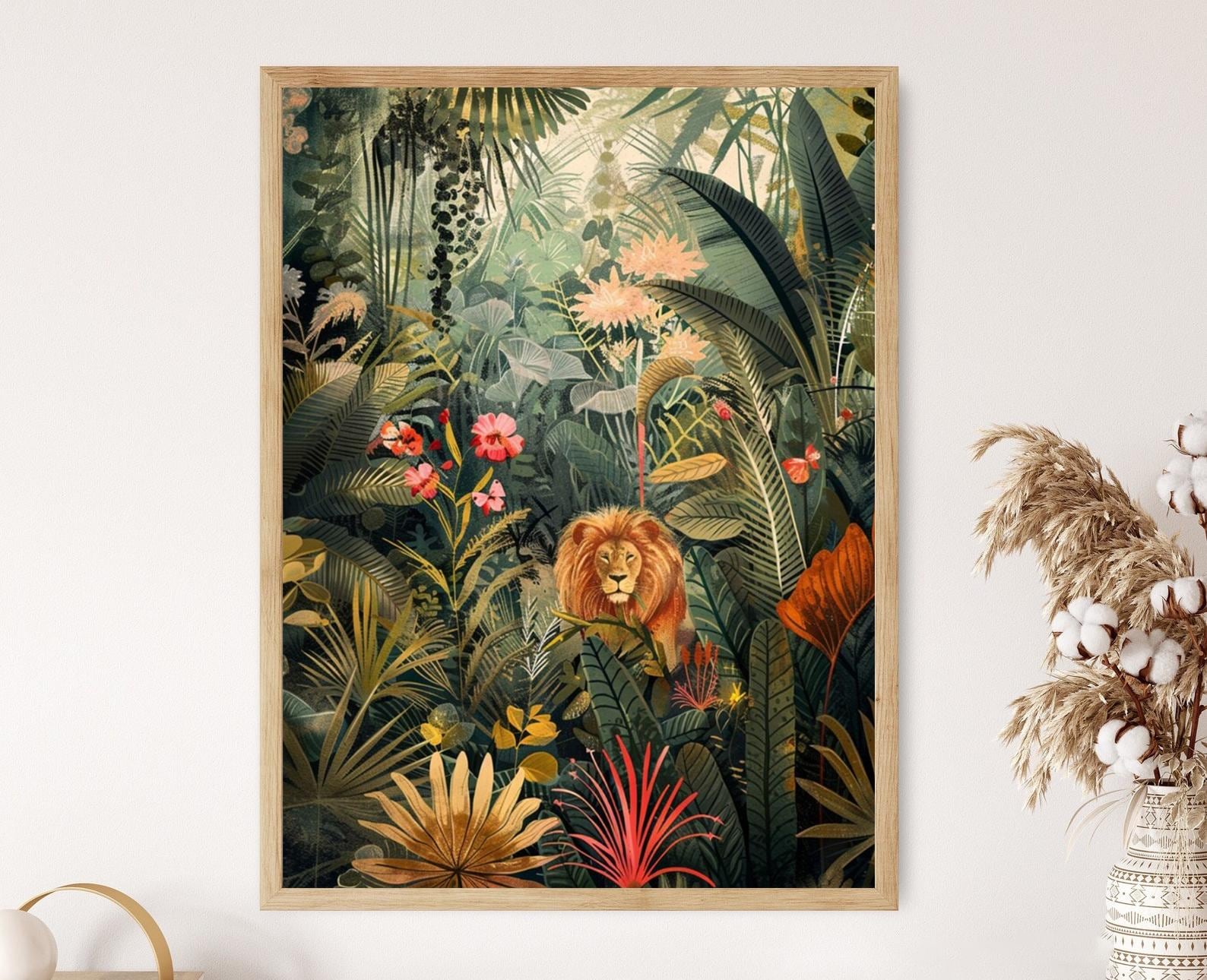 Henri Rousseau Jungle Painting, Colorful Landscape Art, Canvas Wall Decor for Home, Ideal Anniversary Gift