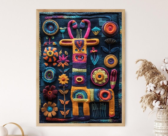 Mexican Mola Art Print, Traditional Colorful Wall Decor - Etsy