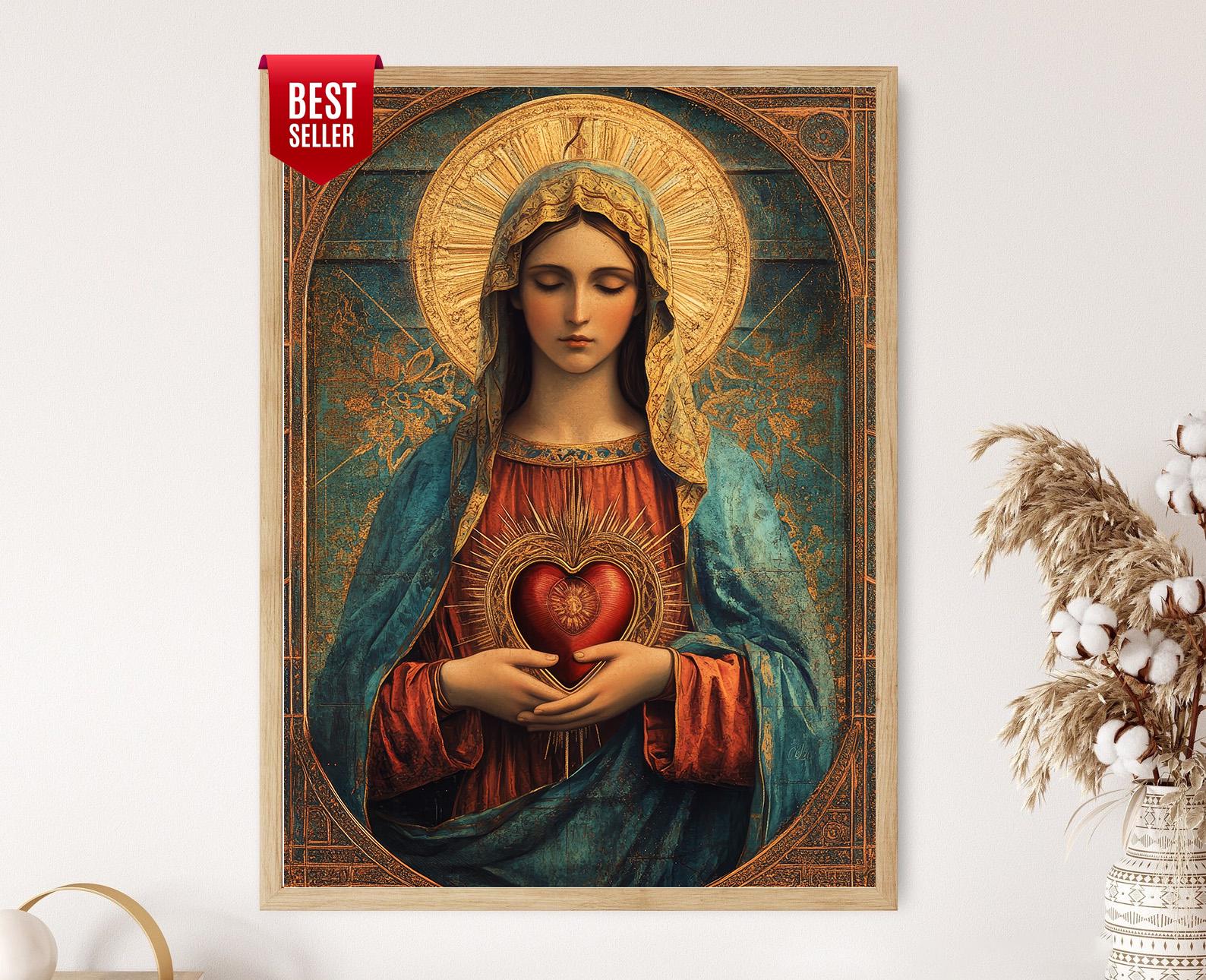 Immaculate Heart of Mary Art Print: Gold Leaf Madonna Catholic Wall ...