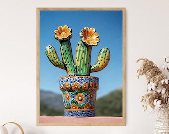 Bunter Talavera Kaktus Druck, handbemaltes mexikanisches Keramikdekor -  Etsy sterreich