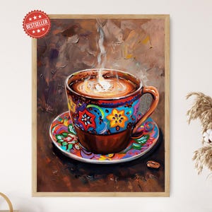 Rich Mexican Hot Chocolate Art, Classic Beverage Print, Mexican Restaurant Decor