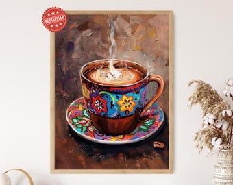 Rich Mexican Hot Chocolate Art, Classic Beverage Print, Mexican Restaurant Decor