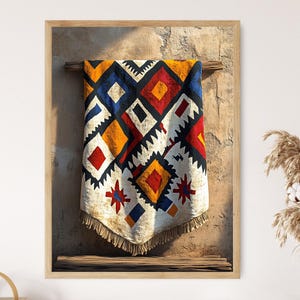 South African Ndebele Textile Art Print, Vibrant Pattern Poster
