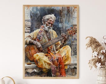 Baul Singer performance schilderij, mystieke volksmuziek uit Bangladesh