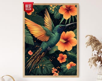 優雅なケツァール鳥、緑豊かな熱帯の生息地のアートプリント - Etsy 日本